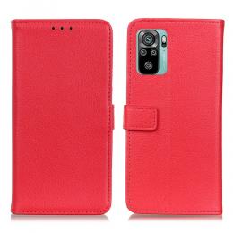Xiaomi Redmi Note 10S - Litchi Läder Fodral - Röd