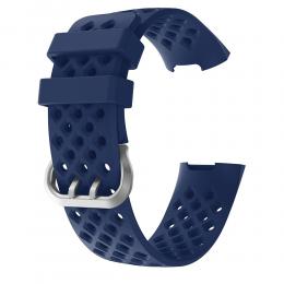  Silikon Armband Ihåligt Fitbit Charge 3 / 4 Mörk Blå - Teknikhallen.se