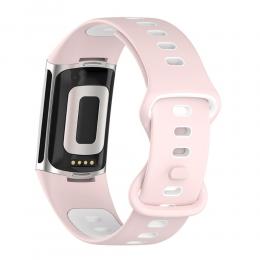 Fitbit Charge 6 / 5 Armband Silikon Tvåfärgat Rosa/Vit