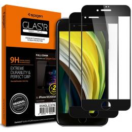 iPhone 7/8/SE 2020/2022 Spigen 2-PACK Heltäckande Skärmskydd Härdat Glas