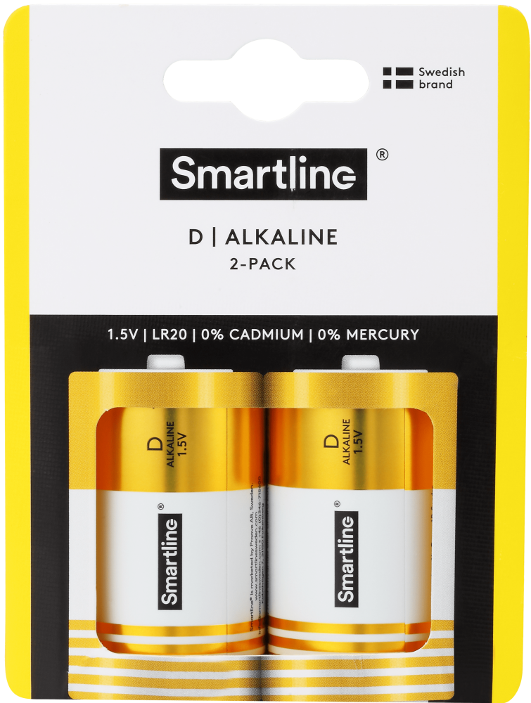 Smartline D LR20 1.5V Alkaliskt Batteri 2-pack