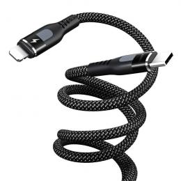 Proda 20W 1m PD QC USB-C - Lightning Nylon Kabel - Svart