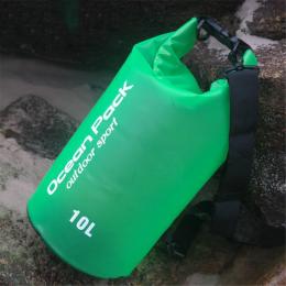 10L Genomskinlig Dry Bag Vattentät Sjösäck / Packpåse Grön