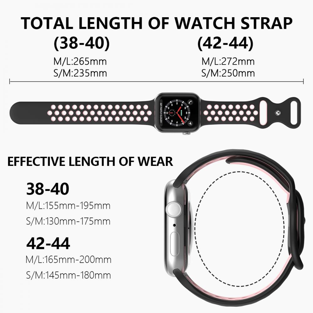 Sportarmband Dual-Color Apple Watch 42/44/45/49 mm (S/M) Svart/Rosa