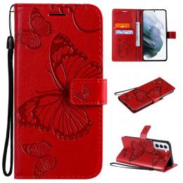Samsung Galaxy S21 - Butterfly Läder Fodral - Röd