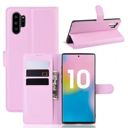  Samsung Galaxy Note 10 Plus - Litchi Plånboksfodral - Ljus Rosa - Teknikhallen.se
