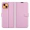 iPhone 13 Mini - Litchi Skin Lder Fodral - Ljus Rosa