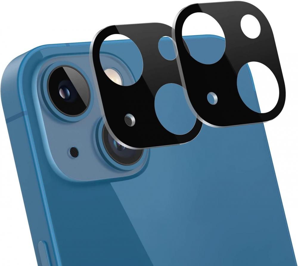 [2-Pack] iPhone 14 Linsskydd I Hrdat Glas - Svart