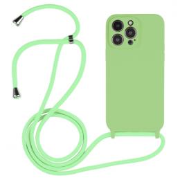 iPhone 15 Pro Max Skal Silikon Med Snöre Matcha Green