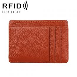RFID Plånbok Korthållare Litchi Textur Brun