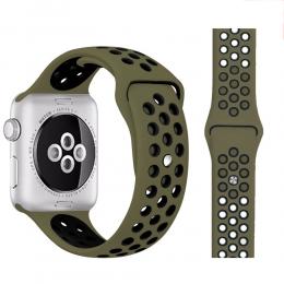  Ihåligt Silikon Armband Apple Watch 41/40/38 mm (M/L) - Grön/Svart - Teknikhallen.se
