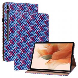 Samsung Galaxy Tab S7 Plus / Tab S8 Plus Fodral Vävd Textur Blå/Rosa