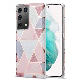  Samsung Galaxy S21 Ultra - Geometriskt Marmor Skal - Teknikhallen.se