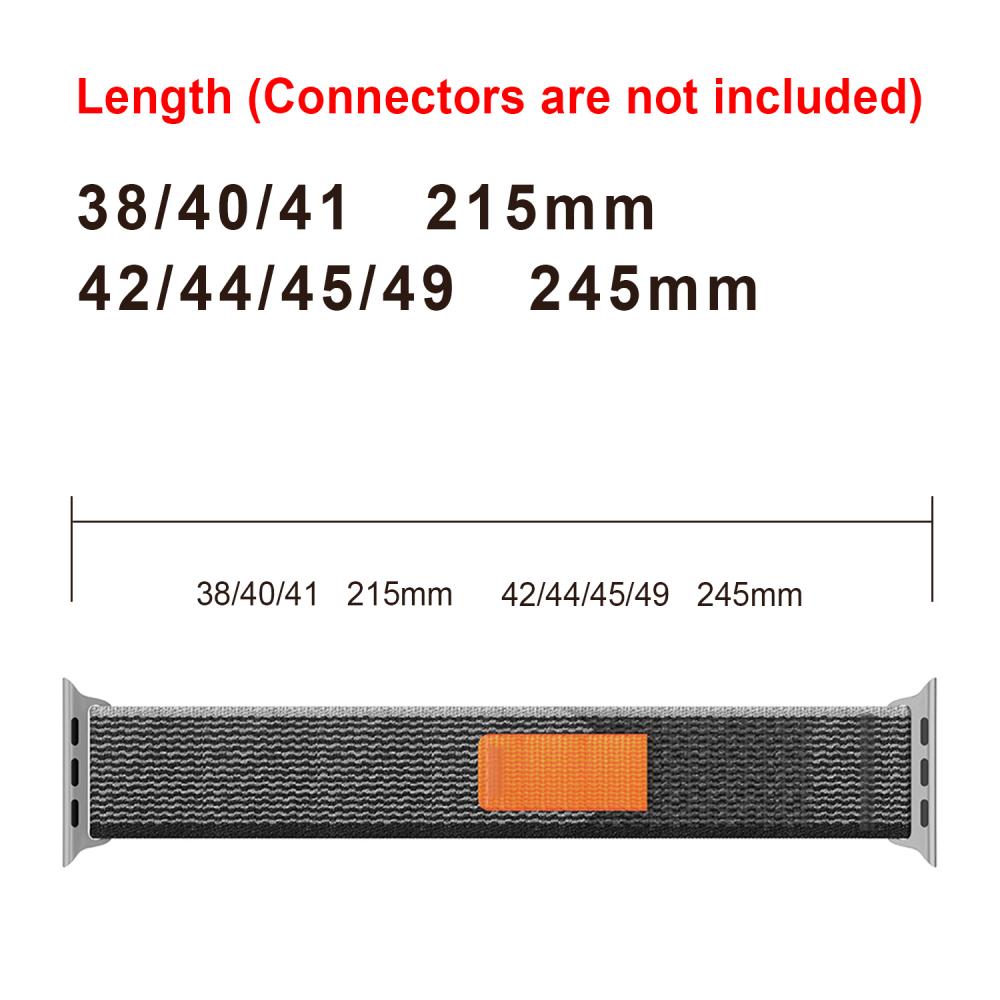 Apple Watch 42/44/45/49 mm Armband Nylon Trail Loop Svart/Gr