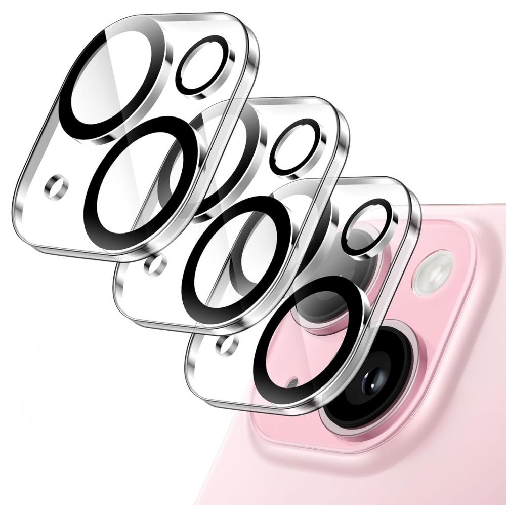[3-Pack] iPhone 15 Linsskydd I Hrdat Glas
