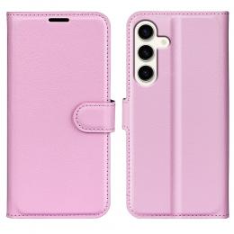 Samsung Galaxy S24 Plus Fodral Litchi Textur Ljus Rosa