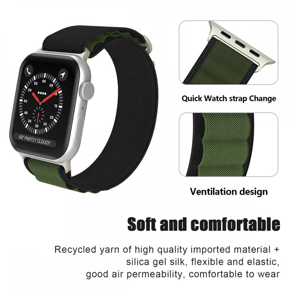 Apple Watch 42/44/45/49 mm Armband Alpine Pro Loop Svart/Grn