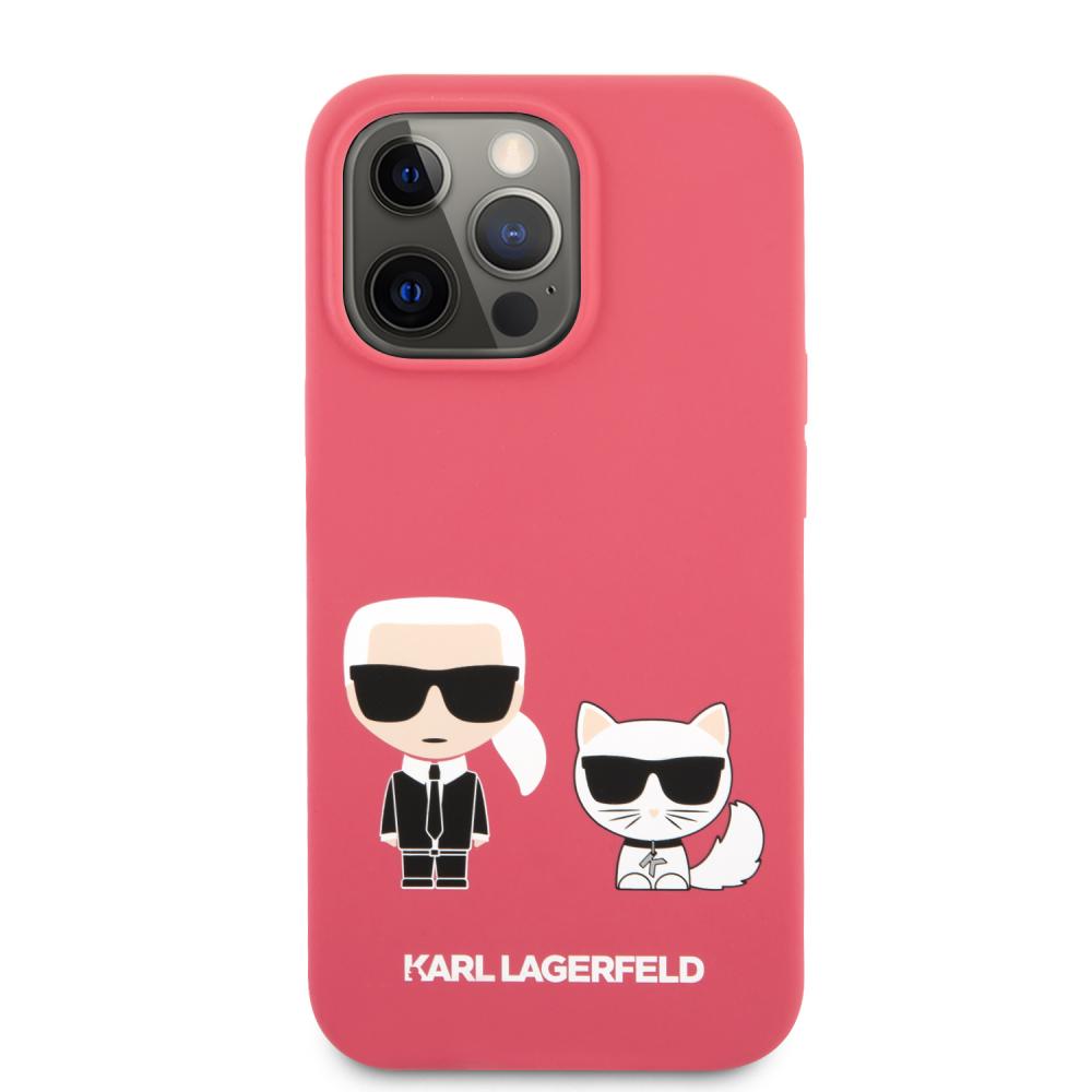 Karl Lagerfeld iPhone 13 Pro Skal Karl & Choupette Liquid Silikon Rosa