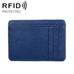 RFID Plånbok Korthållare Litchi Textur Blå