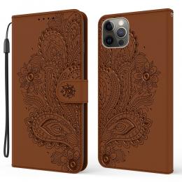  iPhone 13 Pro - Flower Mandala Läder Fodral - Brun - Teknikhallen.se