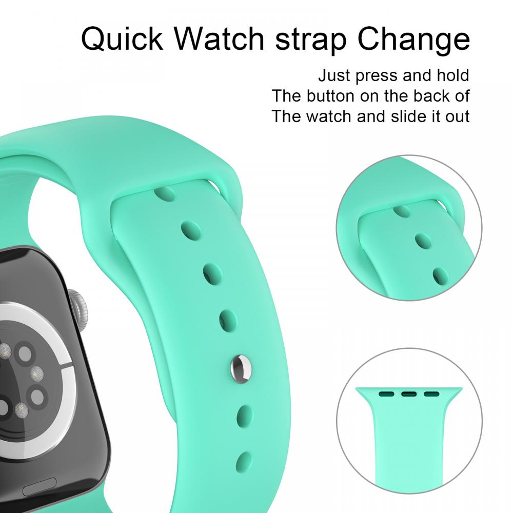 Apple Watch 42/44/45/49 mm Silikon Armband (S/M) Mintgrn