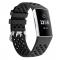Silikon Armband Ihligt Fitbit Charge 3 / 4 Svart