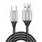 1M Cababi Quick Charge Type-C / USB-C Kabel - Svart/Silver