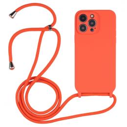 iPhone 15 Pro Max Skal Silikon Med Snöre Orange