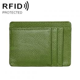 RFID Plånbok Korthållare Litchi Textur Grön