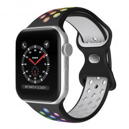 Sportarmband Dual-Color Apple Watch 42/44/45/49 mm (S/M) Svart/Rainbow