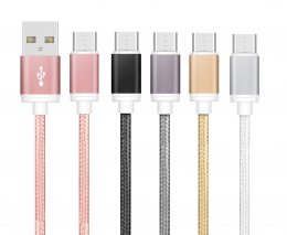  1M - Micro-USB - Quick Charge Kabel - Rosé - Teknikhallen.se
