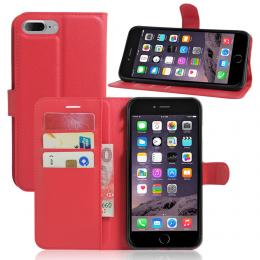 iPhone 7/8 Plus - Litchi Plånboksfodral - Röd