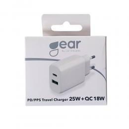 Gear GEAR 25W/18W Väggladdare PD PPS QC USB-C / USB-A Vit - Teknikhallen.se