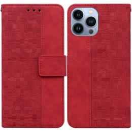 iPhone 14 Pro Max Fodral Geometrisk Läder Röd