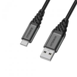 OtterBox Premium 1m USB-C - USB-A Kabel Nylonflätad Svart