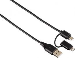 HAMA 2in1 Micro-USB/Lightning Laddkabel 120cm - Svart