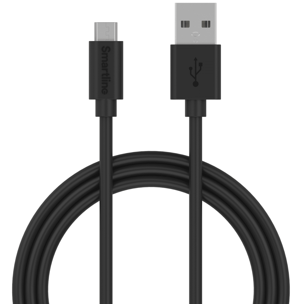 Smartline 2m Micro USB Laddningskabel Svart