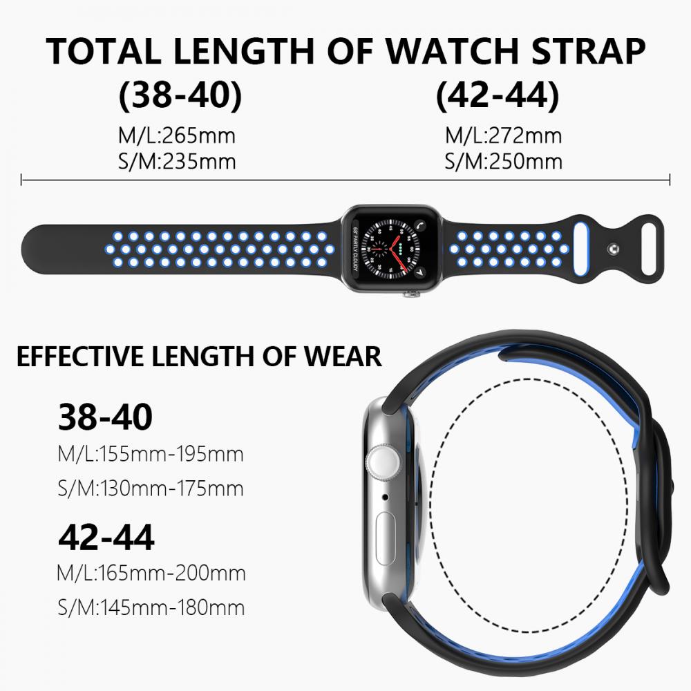 Sportarmband Dual-Color Apple Watch 42/44/45/49 mm (M/L) Svart/Bl