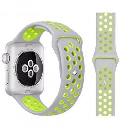 Ihåligt Silikon Armband Apple Watch 41/40/38 mm (M/L) - Grå/Fluorescent Grön