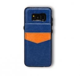 Samsung S8 Plus - Läderskal med korthållare - Blå