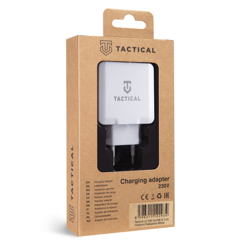Tactical Vggladdare 3.1A 3x USB-A Vit