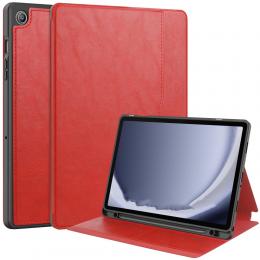 Galaxy Tab A9 Plus Fodral Business Läder Pennhållare Röd