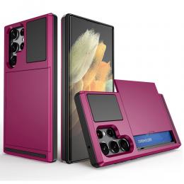 Samsung Galaxy S24 Ultra Skal Hybrid Med Kortfack Hot Pink