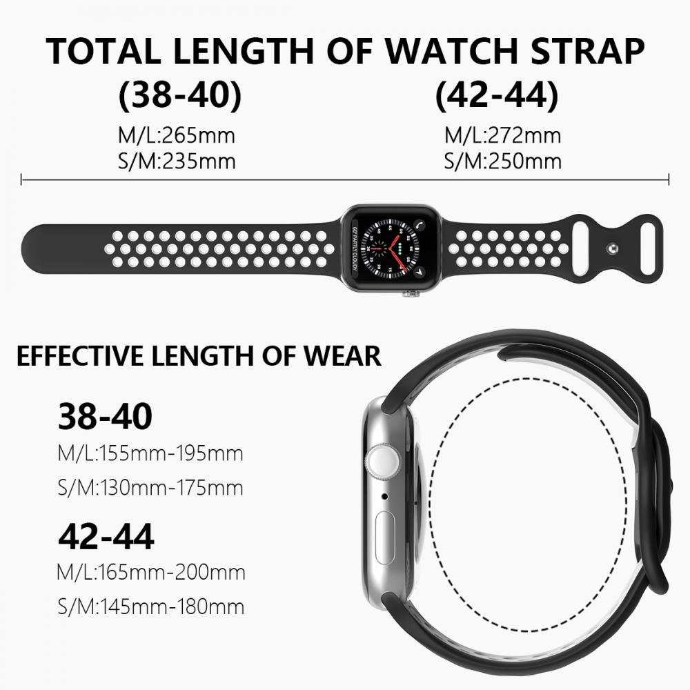 Sportarmband Dual-Color Apple Watch 41/40/38 mm (S/M) Svart/Vit