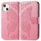 iPhone 13 - Butterfly Print Lder Fodral - Rosa