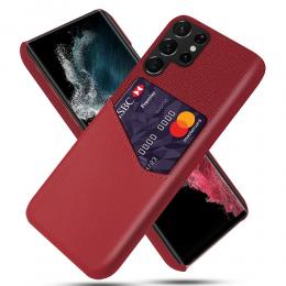 KSQ Samsung Galaxy S23 Ultra Skal Med Kortfack Röd