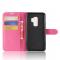 Samsung S9 Plus - Litchi Plnboksfodral - Hot Pink