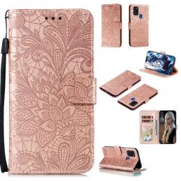 Samsung Galaxy A21s - Flower Plånboksfodral - Roséguld