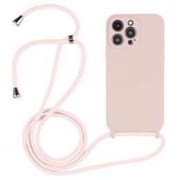 iPhone 15 Pro Skal Silikon Med Snodd Sand Pink