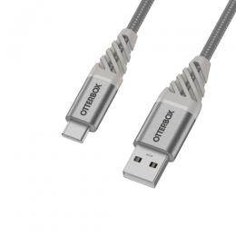 OtterBox Premium 1m USB-C - USB-A Kabel Nylonflätad Grå
